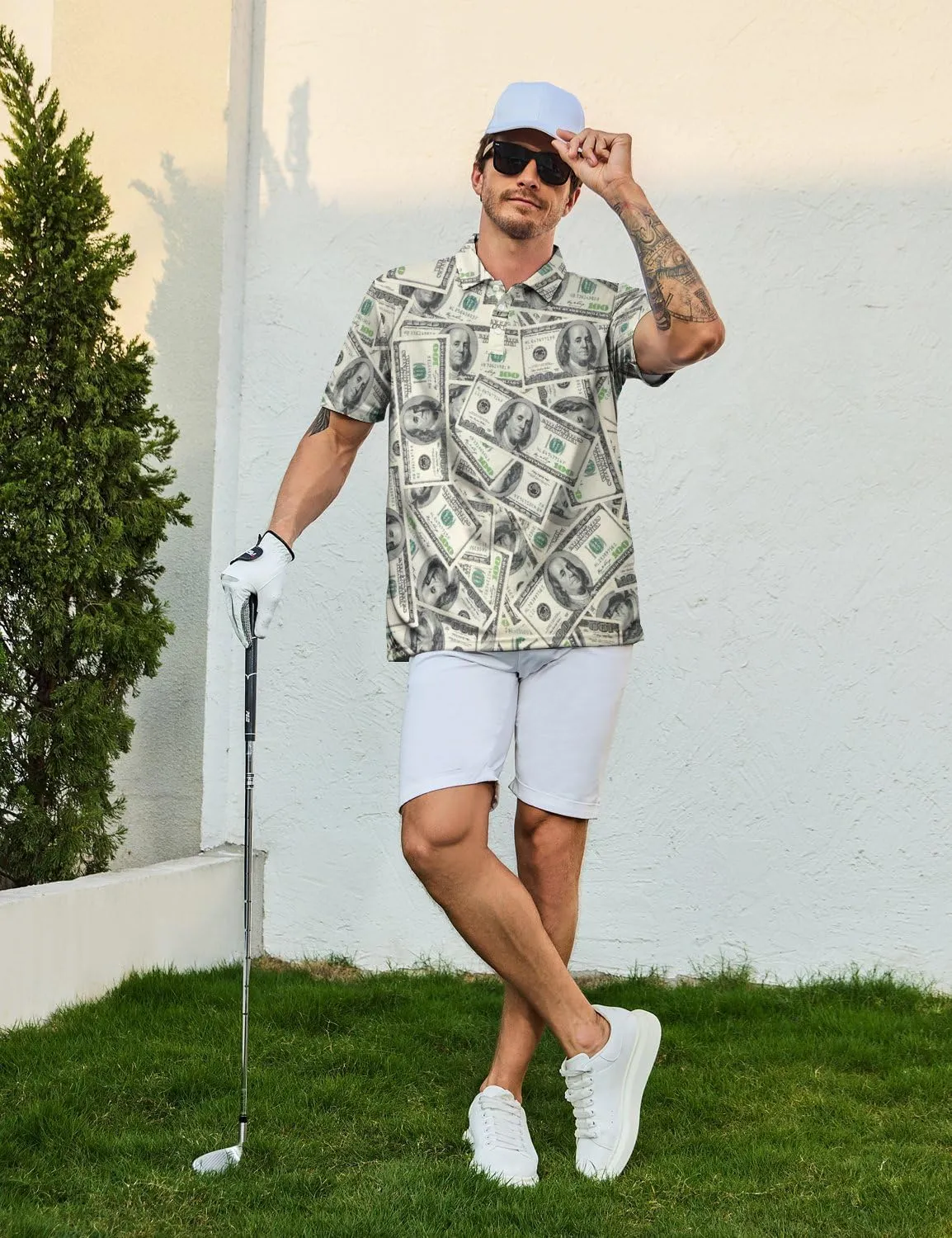 Men's Funny Polo Shirts Short Sleeve Golf Shirt for Men Quick-Dry Golf Polo Shirt Moisture Wicking Activewear Polos
