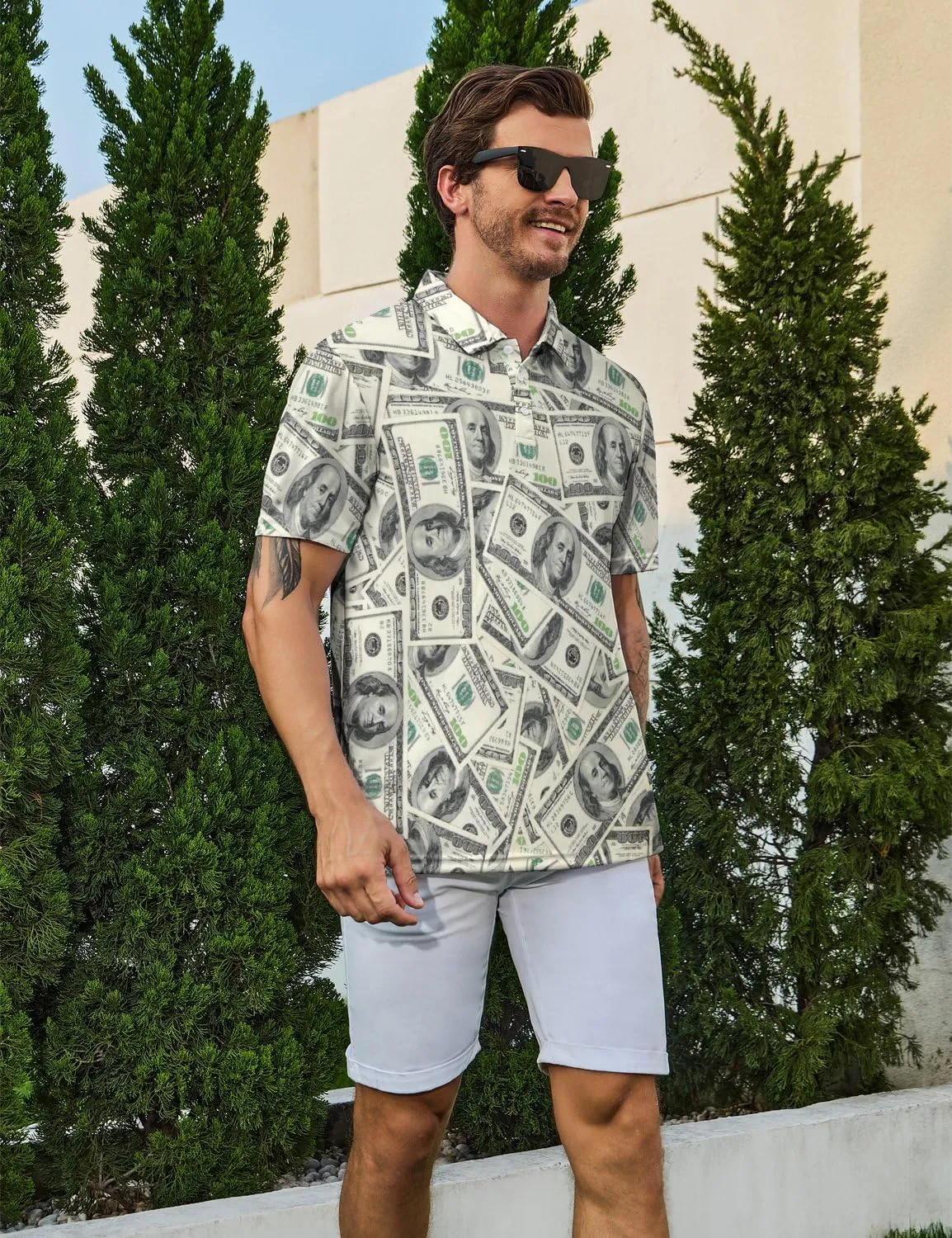 Men's Funny Polo Shirts Short Sleeve Golf Shirt for Men Quick-Dry Golf Polo Shirt Moisture Wicking Activewear Polos