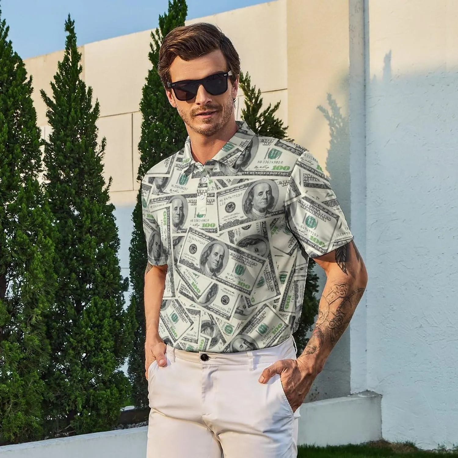 Men's Funny Polo Shirts Short Sleeve Golf Shirt for Men Quick-Dry Golf Polo Shirt Moisture Wicking Activewear Polos