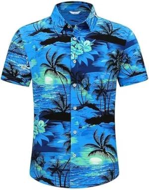 Men's Hawaiian Shirts Short Sleeve Summer Button Down Beach Shirt for Men, Vintage Tropical Floral Print Hawaiian Shirt Tops