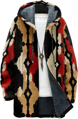 Mens Long Cardigan Hoodies Flece Jackets Full Zip Vintage Lined Sweaters Knitted Men Hooded Coat with Pocket