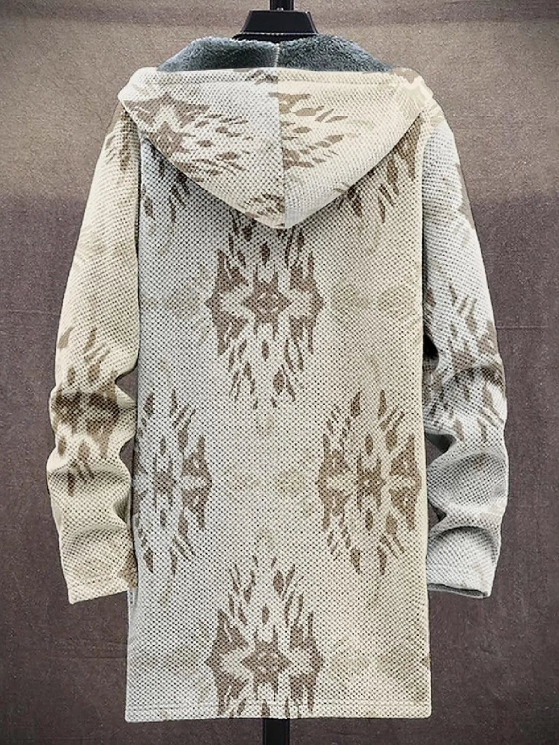 Mens Long Cardigan Hoodies Flece Jackets Full Zip Vintage Lined Sweaters Knitted Men Hooded Coat with Pocket