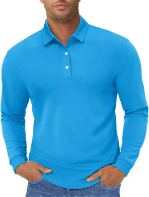 Men's Long Sleeve Polo Shirts Quick Dry Breathable Sports Casual T-Shirts Summer Work Pullover Tops