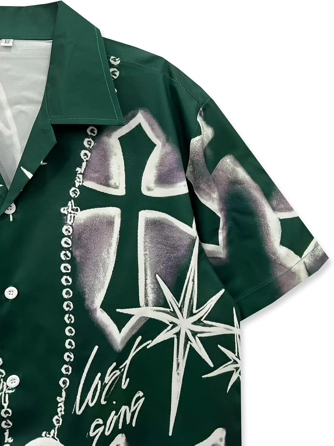 Men's Stylish Button Down Shirt, Religious Art Print, Short Sleeve Summer Hawaiian Style, Streetwear
