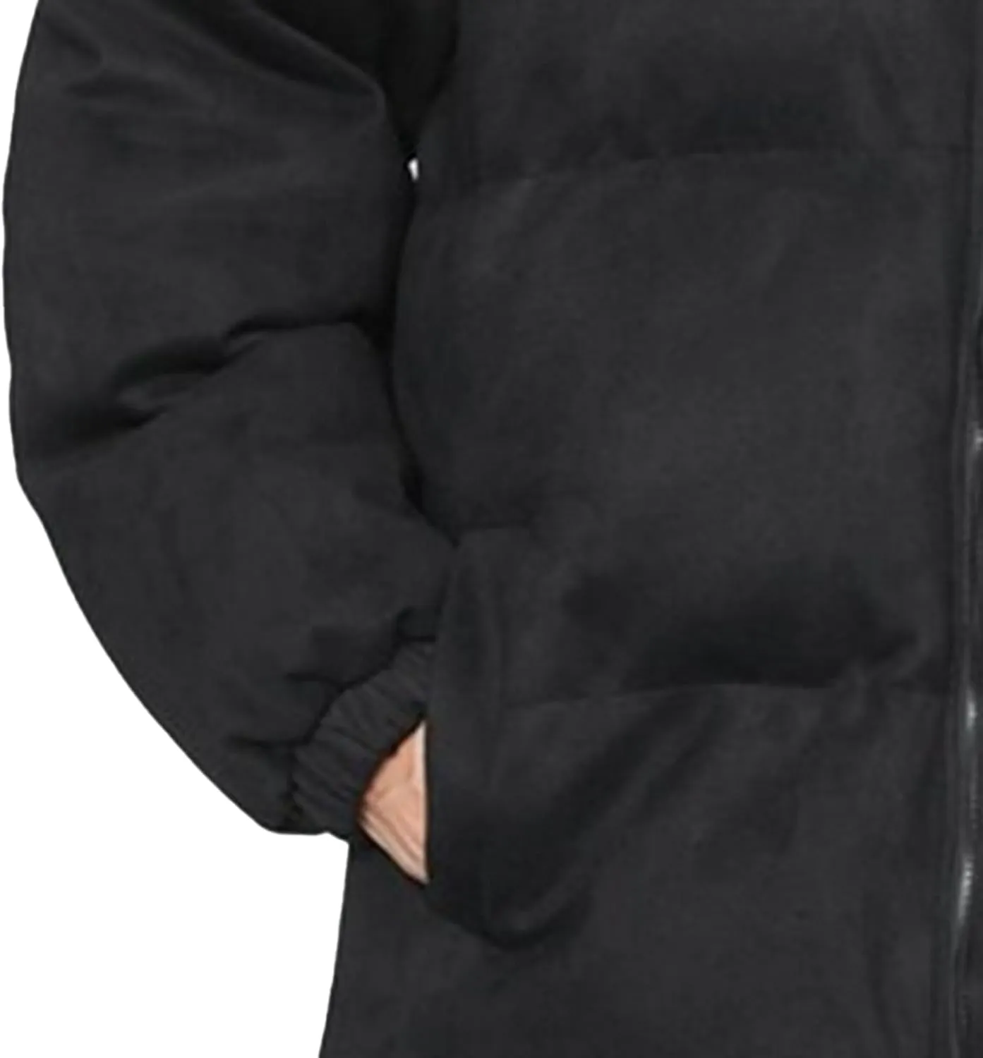 Men's Suede Cotton Down Jacket Winter Solid Color Male Insulated Coat Padded Lined Zip Up Warm Jackets