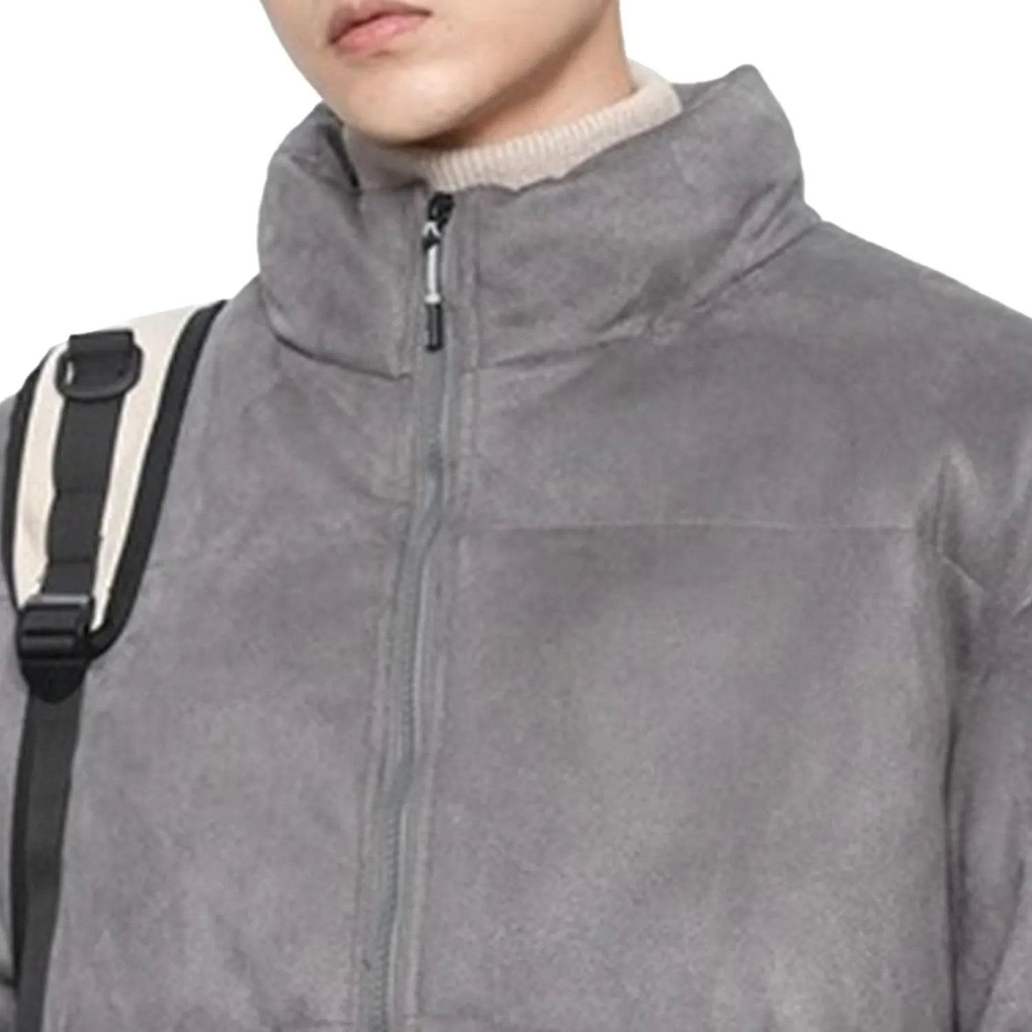 Men's Suede Cotton Down Jacket Winter Solid Color Male Insulated Coat Padded Lined Zip Up Warm Jackets