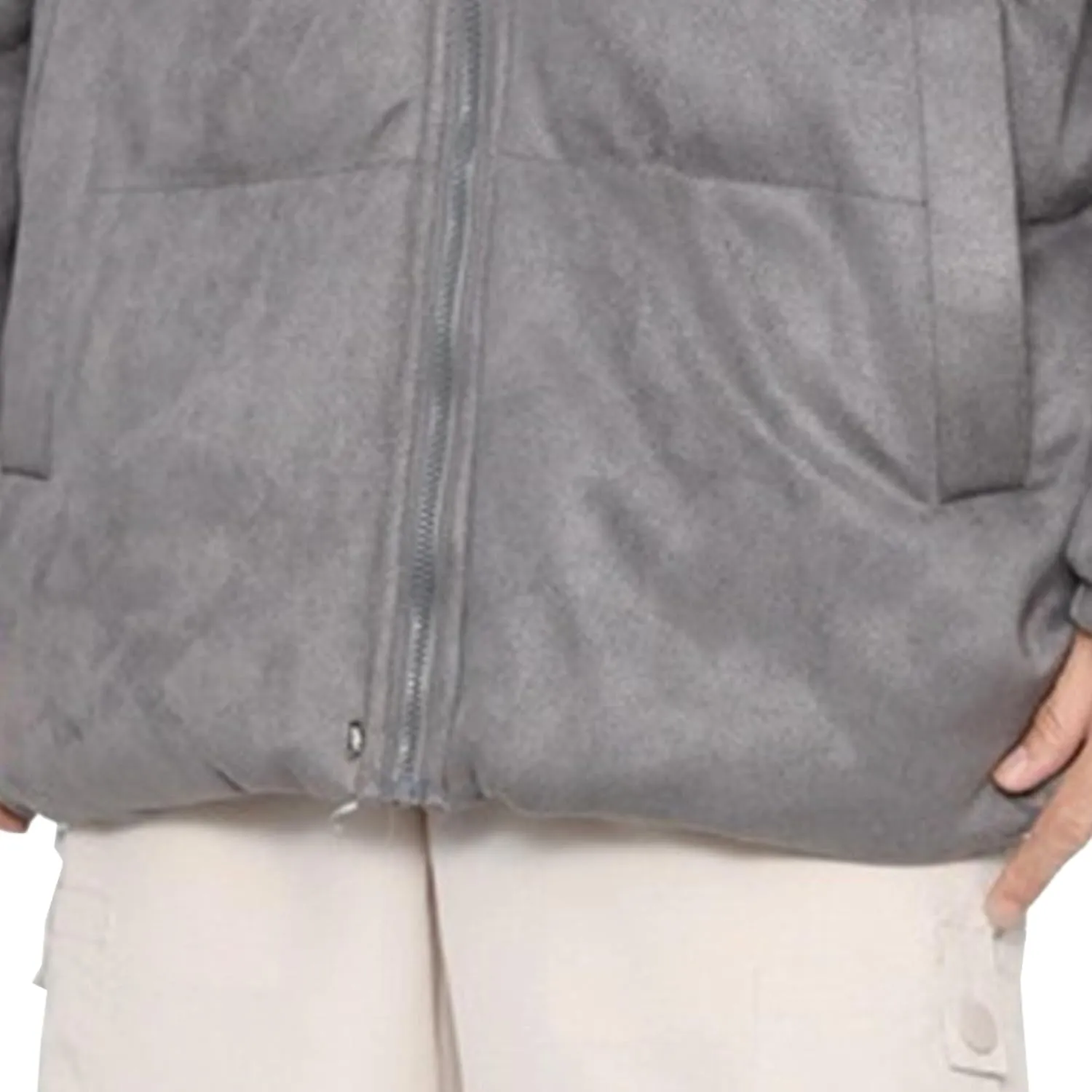 Men's Suede Cotton Down Jacket Winter Solid Color Male Insulated Coat Padded Lined Zip Up Warm Jackets
