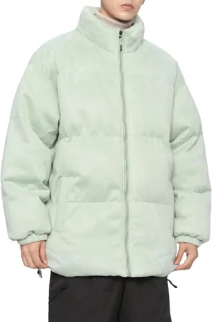 Men's Suede Cotton Down Jacket Winter Solid Color Male Insulated Coat Padded Lined Zip Up Warm Jackets
