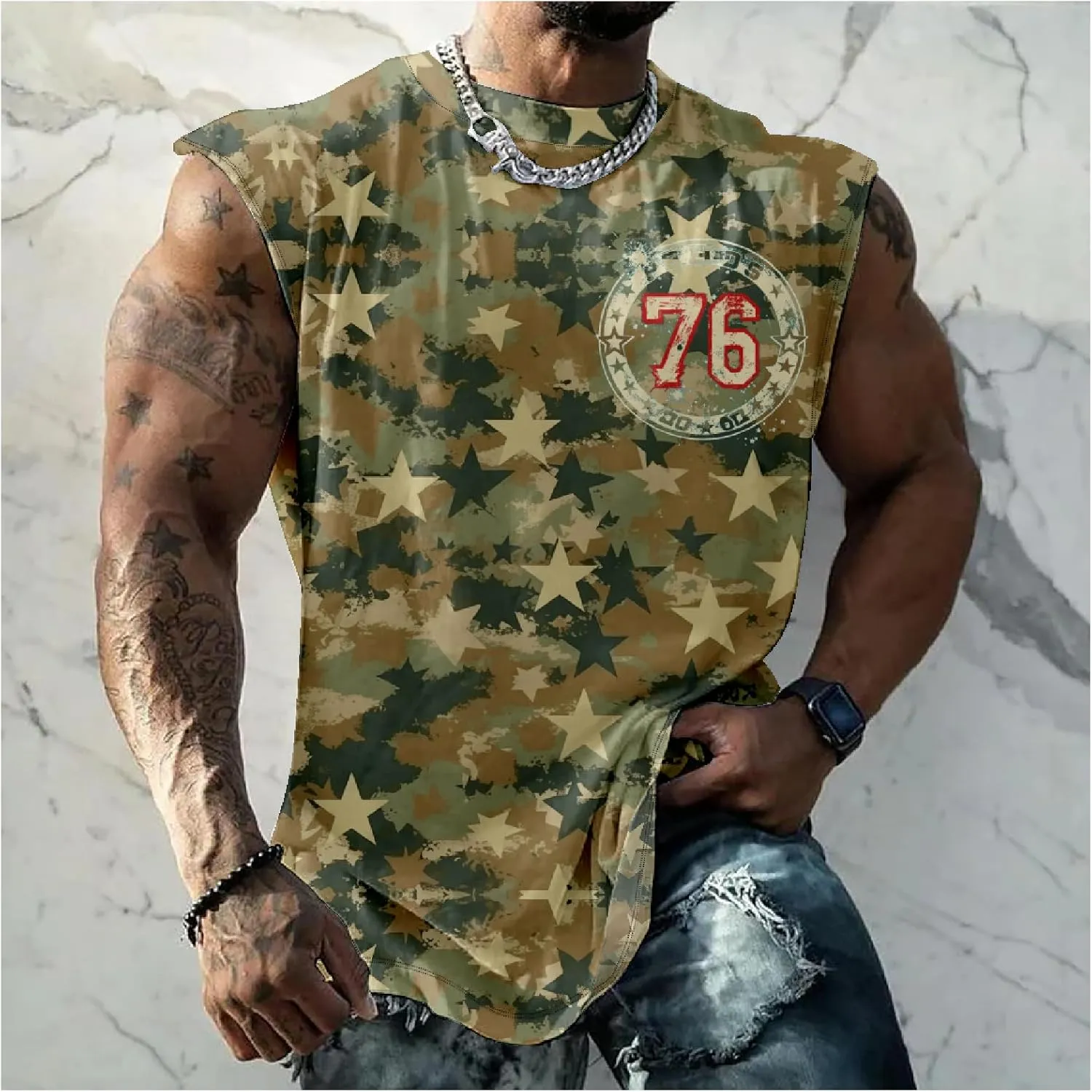 Mens Tank Top Funny Print Casual Summer Novelty Cool Loose Fit Big and Tall Gym Workout Sleeveless Shirts