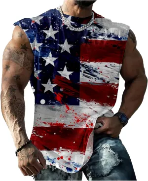 Mens Tank Top Funny Print Casual Summer Novelty Cool Loose Fit Big and Tall Gym Workout Sleeveless Shirts