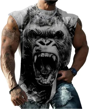 Mens Tank Top Funny Print Casual Summer Novelty Cool Loose Fit Big and Tall Gym Workout Sleeveless Shirts