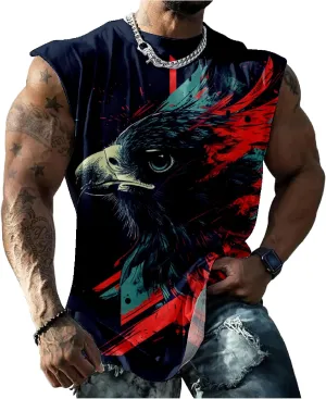 Mens Tank Top Funny Print Casual Summer Novelty Cool Loose Fit Big and Tall Gym Workout Sleeveless Shirts
