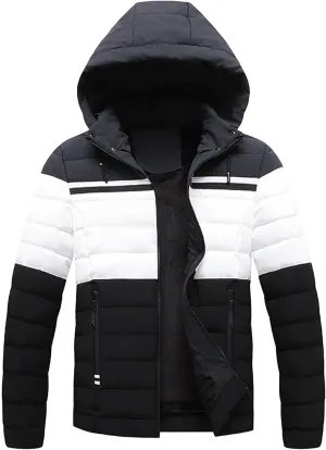 Men's Ultra Loft Filled Hooded Puffer Jacket Puffy Fleece Warm Lightweight Coat Winter Cotton Padded Jackets