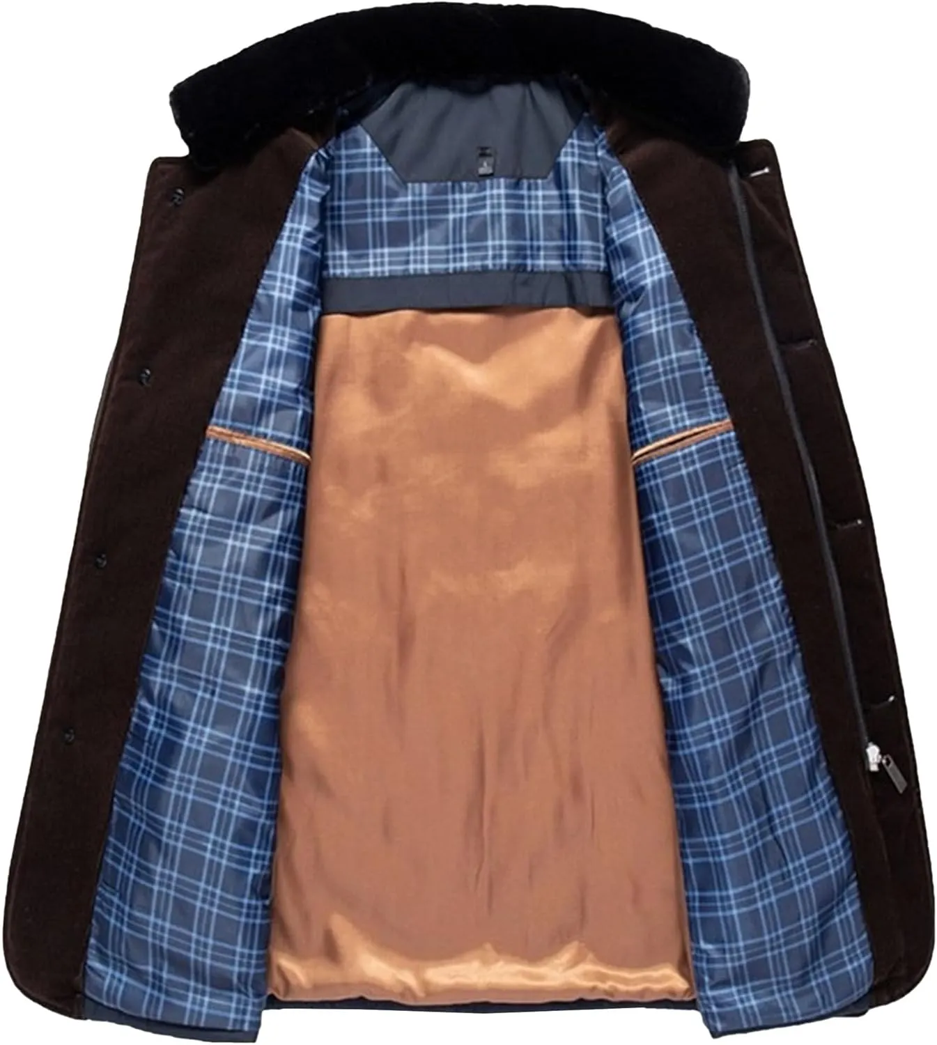 Mens Warm Silk Filled Jacket Classic Thickened Cotton Padded Jackets Fall Business Casual Winter Coat