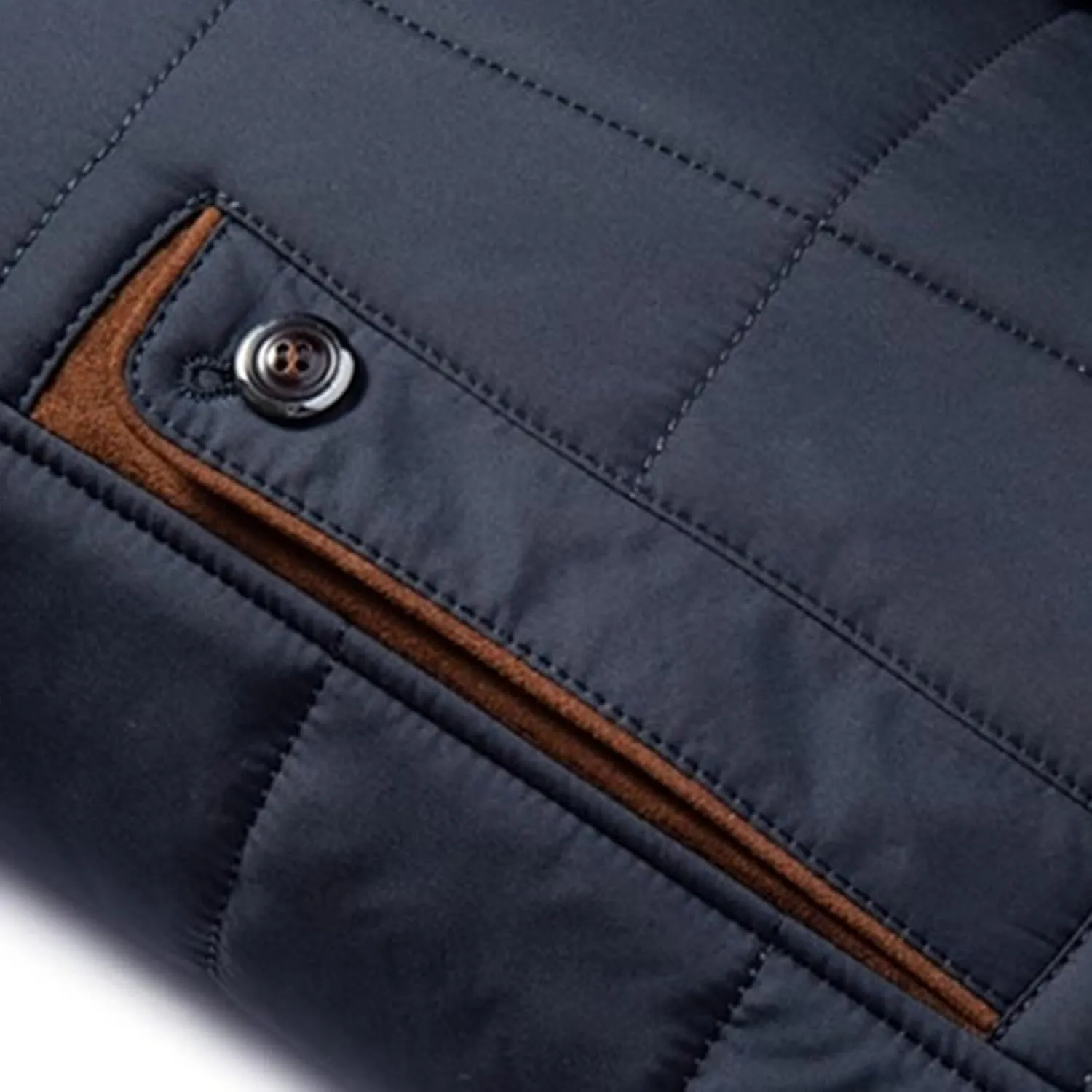 Mens Warm Silk Filled Jacket Classic Thickened Cotton Padded Jackets Fall Business Casual Winter Coat