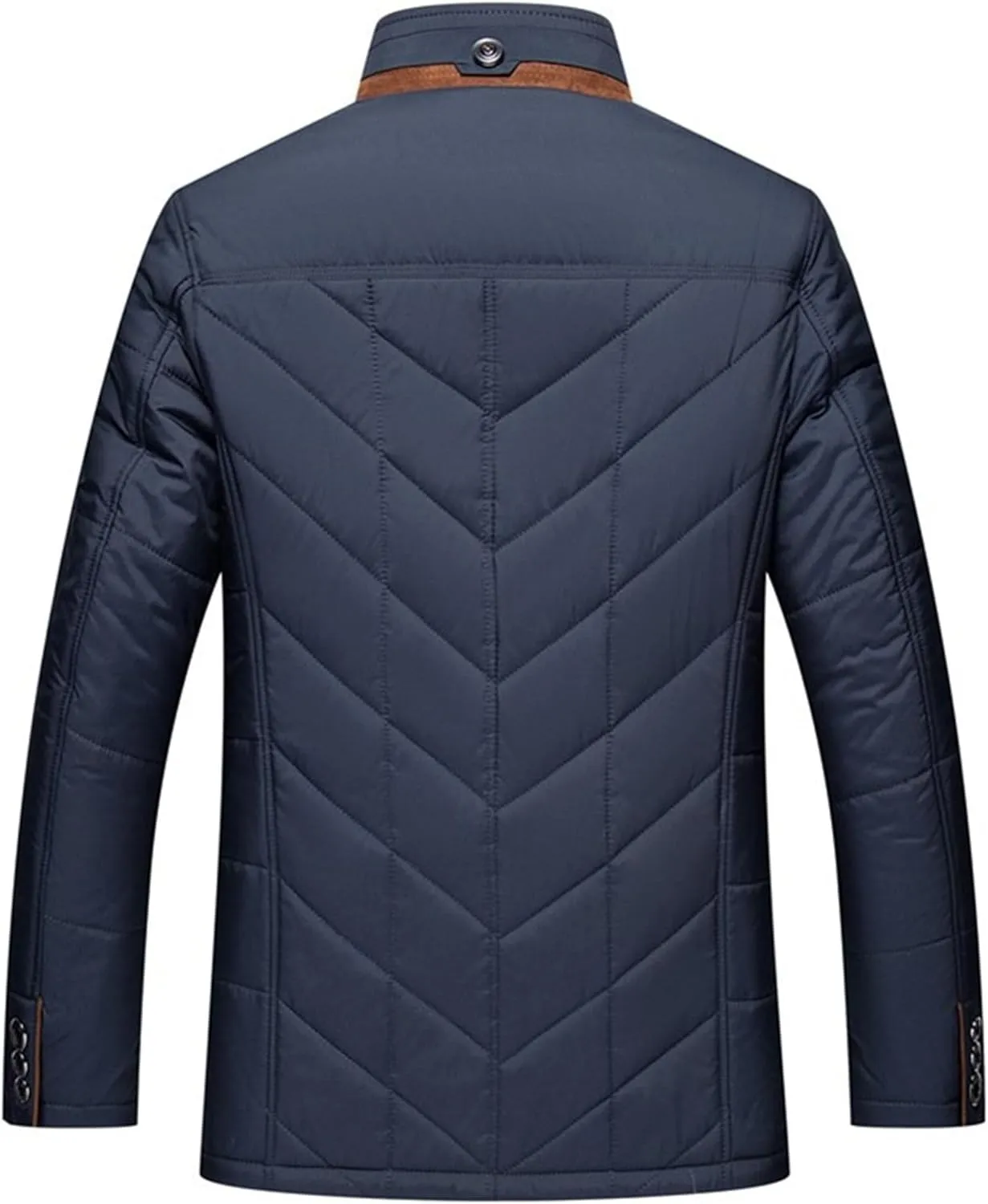 Mens Warm Silk Filled Jacket Classic Thickened Cotton Padded Jackets Fall Business Casual Winter Coat