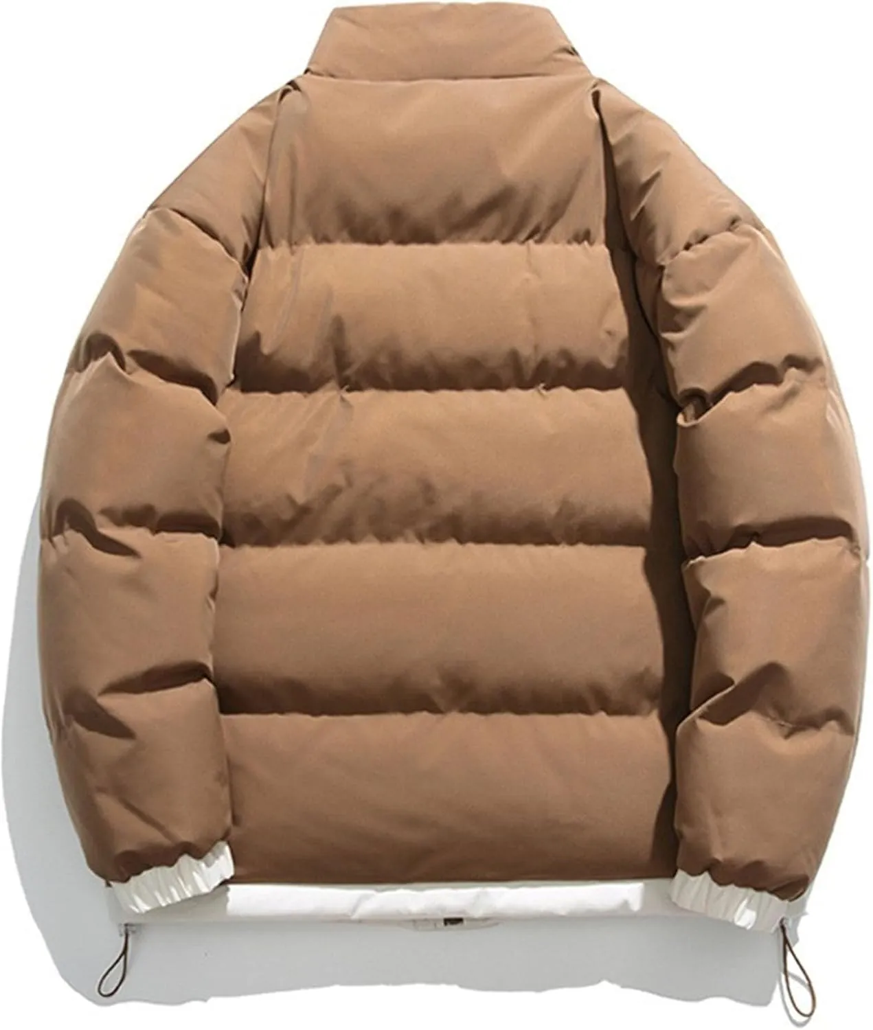 Men's Winter Bread Puffer Jacket Long Sleeve Stand Collar Bubble Coat Casual Cotton Padded Down Coat