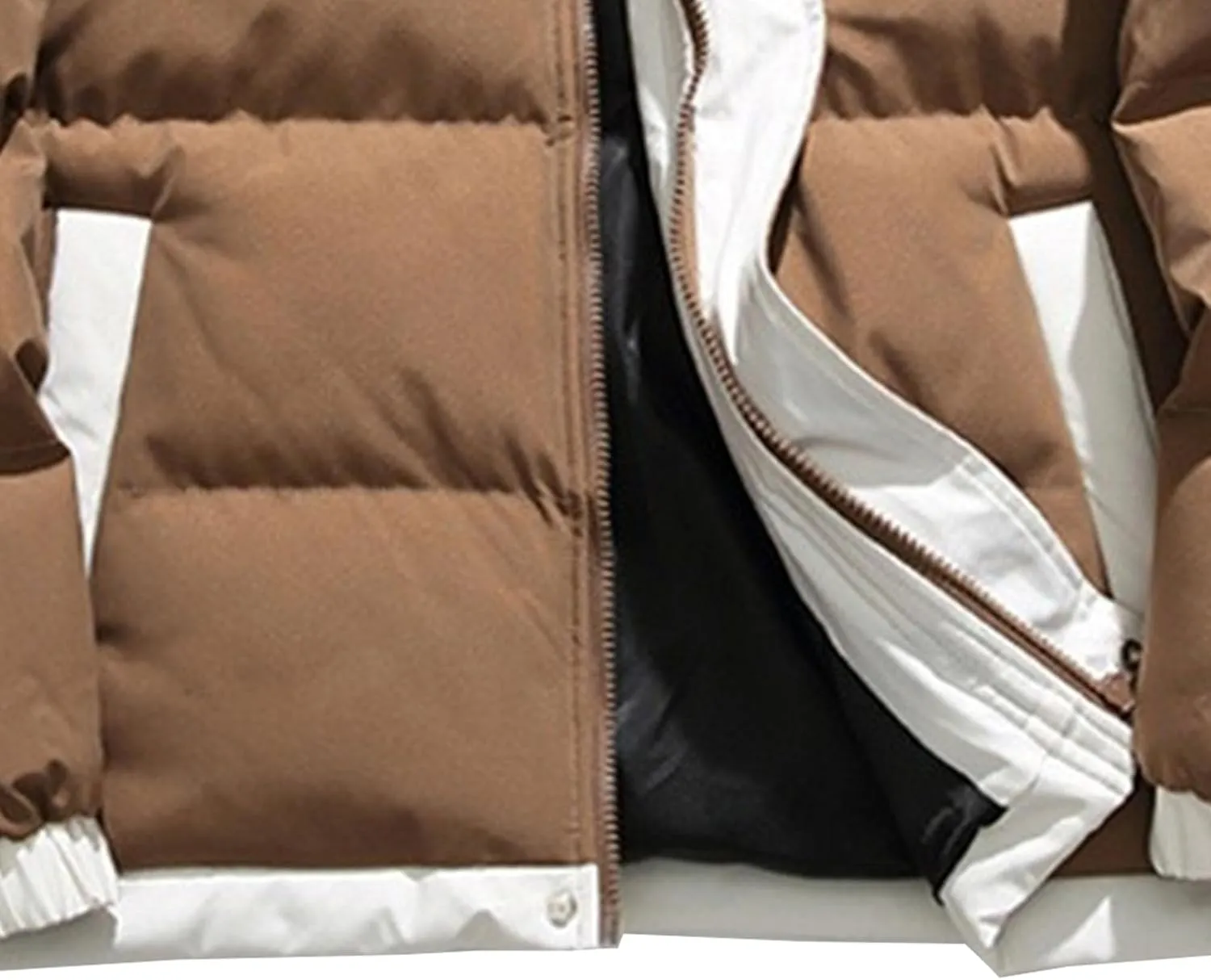 Men's Winter Bread Puffer Jacket Long Sleeve Stand Collar Bubble Coat Casual Cotton Padded Down Coat