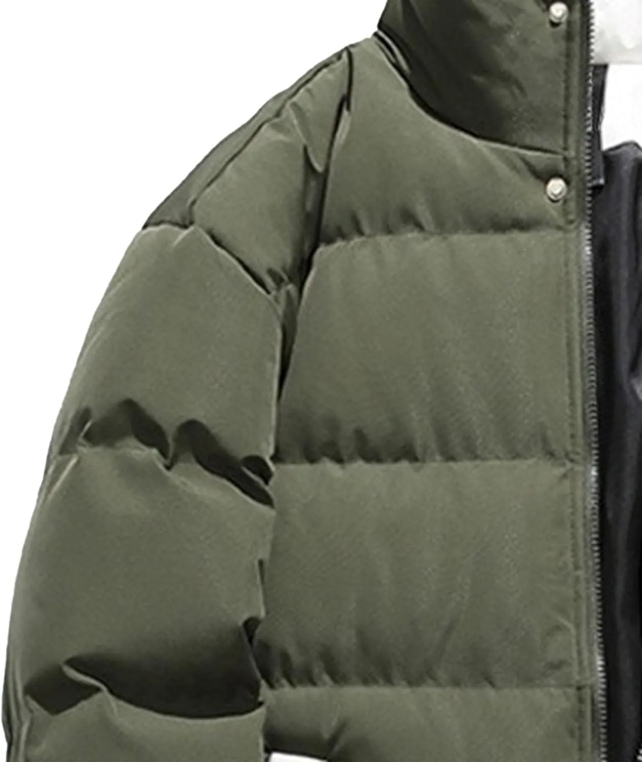 Men's Winter Bread Puffer Jacket Long Sleeve Stand Collar Bubble Coat Casual Cotton Padded Down Coat