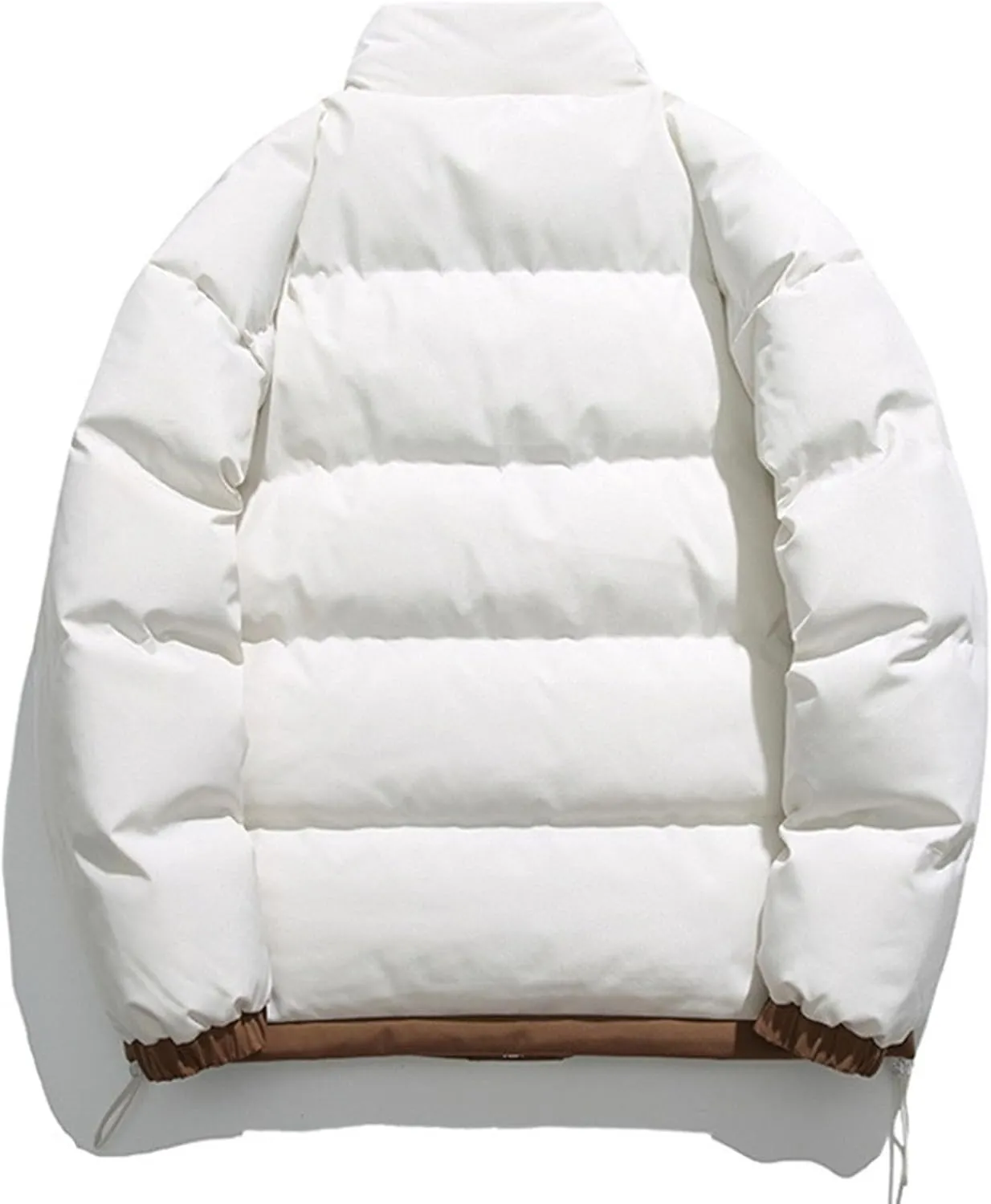 Men's Winter Bread Puffer Jacket Long Sleeve Stand Collar Bubble Coat Casual Cotton Padded Down Coat