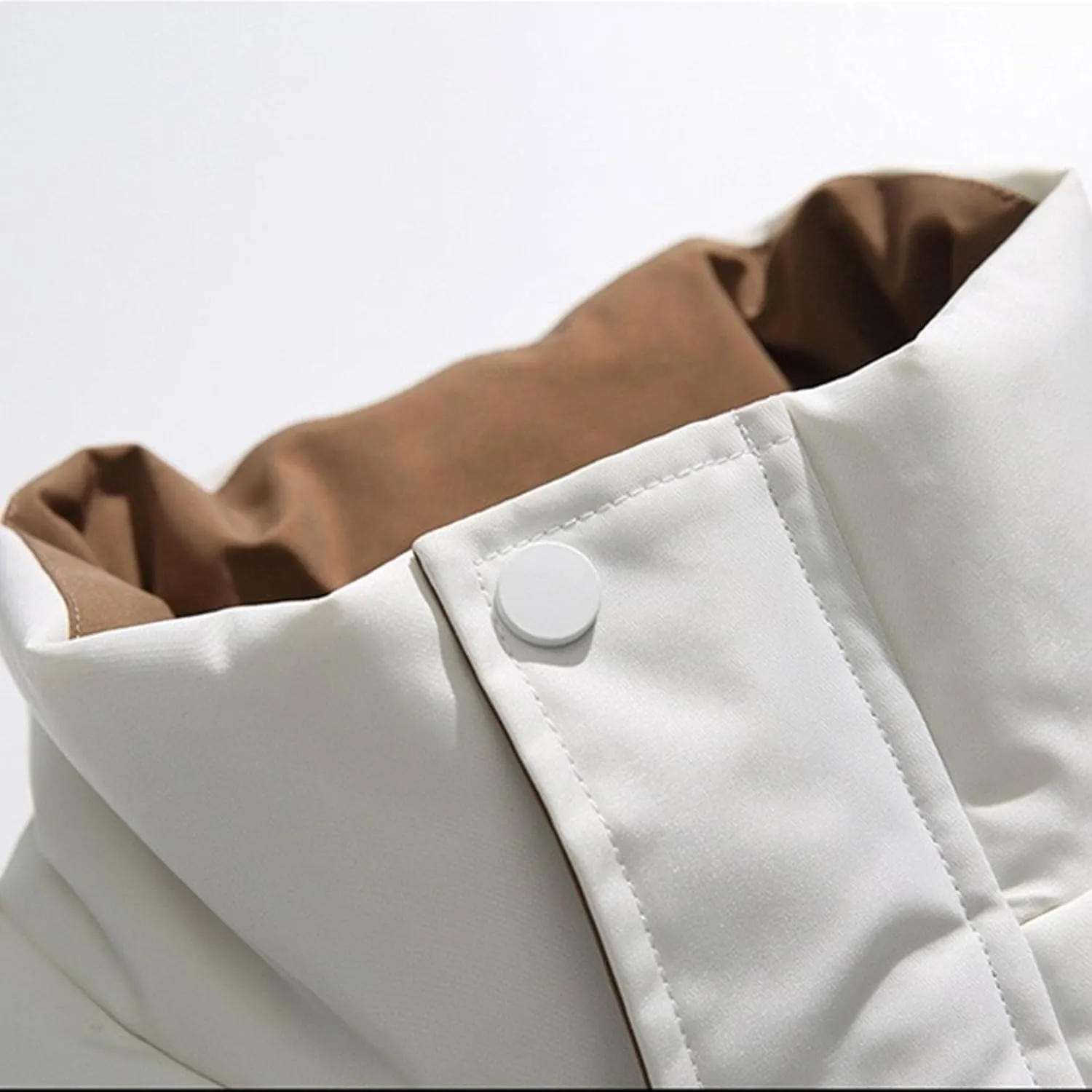 Men's Winter Bread Puffer Jacket Long Sleeve Stand Collar Bubble Coat Casual Cotton Padded Down Coat