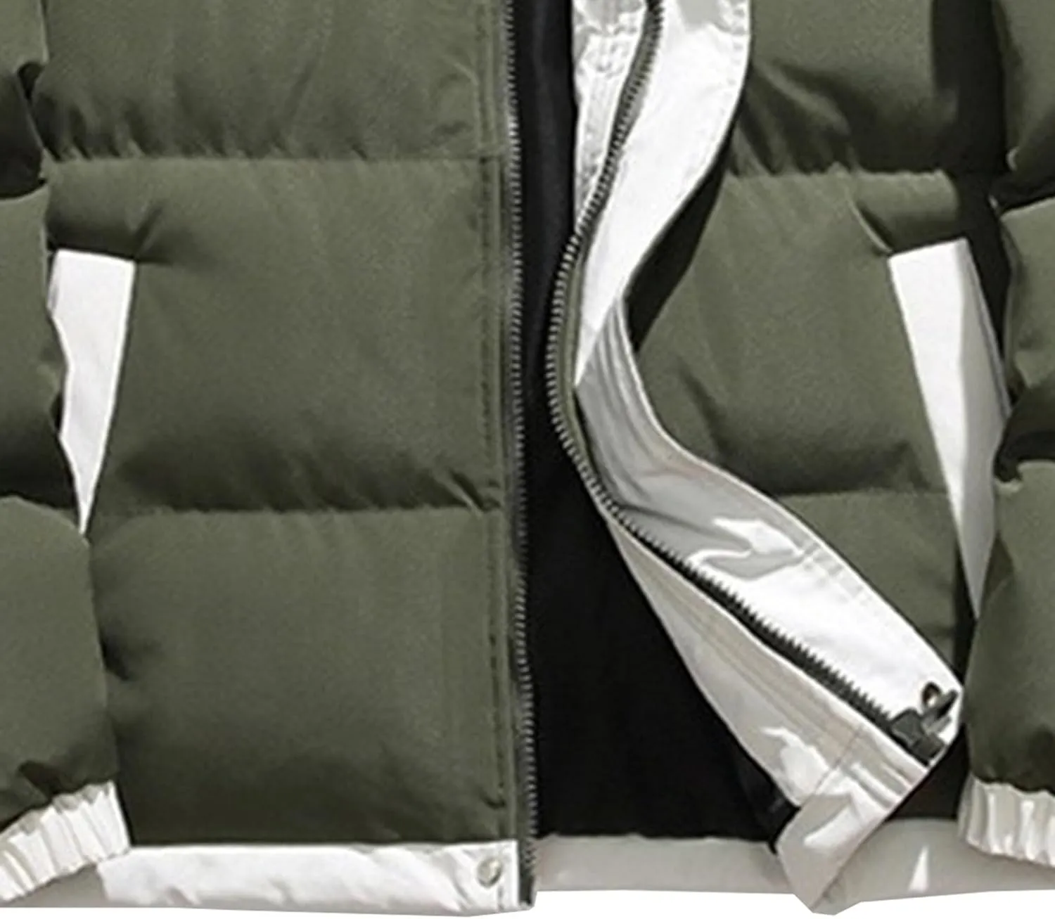 Men's Winter Bread Puffer Jacket Long Sleeve Stand Collar Bubble Coat Casual Cotton Padded Down Coat