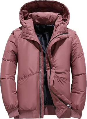 Mens Winter Cotton Padded Clothing Stylish Long Sleeve Hooded Down Coats Casual Outdoor Warm Puffer Jackets