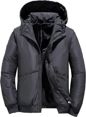 Mens Winter Cotton Padded Clothing Stylish Long Sleeve Hooded Down Coats Casual Outdoor Warm Puffer Jackets