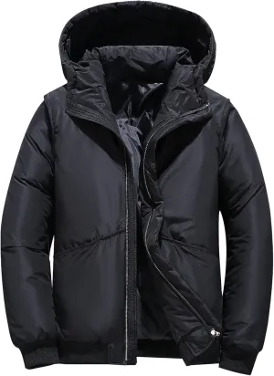 Mens Winter Cotton Padded Clothing Stylish Long Sleeve Hooded Down Coats Casual Outdoor Warm Puffer Jackets