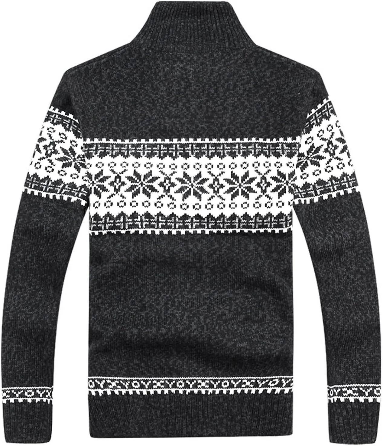 Men's Zip Up Cardigan Sweater Soft Slim Fit High Neck Norway Printed Knit Sweaters Warm Cozy Long Sleeve Outerwear