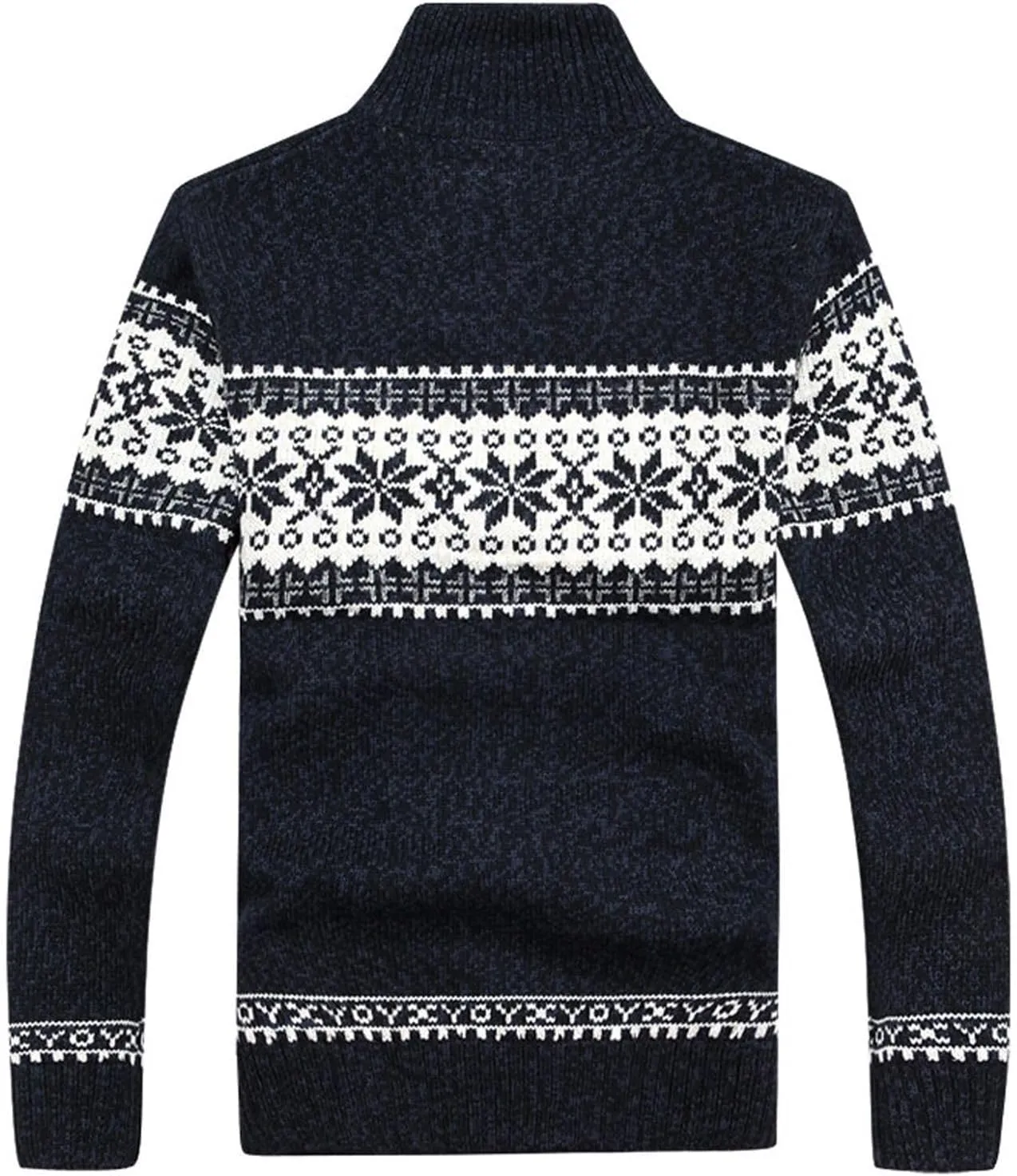 Men's Zip Up Cardigan Sweater Soft Slim Fit High Neck Norway Printed Knit Sweaters Warm Cozy Long Sleeve Outerwear