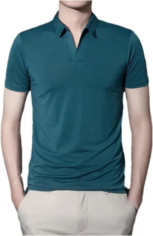 Mnjyihy Men Solid Fashion Polo Shirt Summer Short Sleeve Plus Size Thin Slim Fit Tactical Quick-Dry Golf Shirt