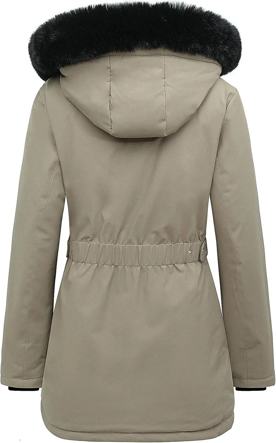 MOERDENG Women's Long Winter Down Coat Thicken Fleece Lined Parka Warm Puffer Jacket With Faux Fur Detachable Hood
