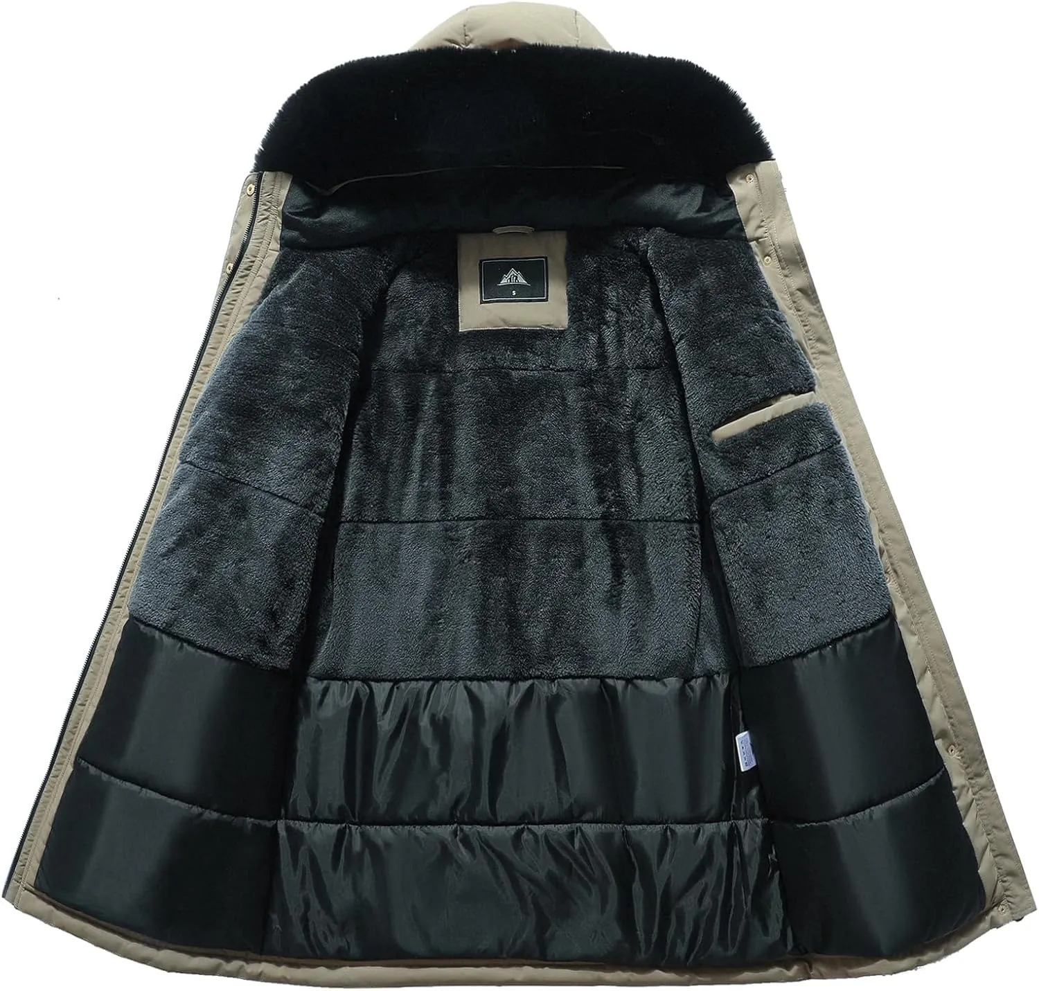 MOERDENG Women's Long Winter Down Coat Thicken Fleece Lined Parka Warm Puffer Jacket With Faux Fur Detachable Hood