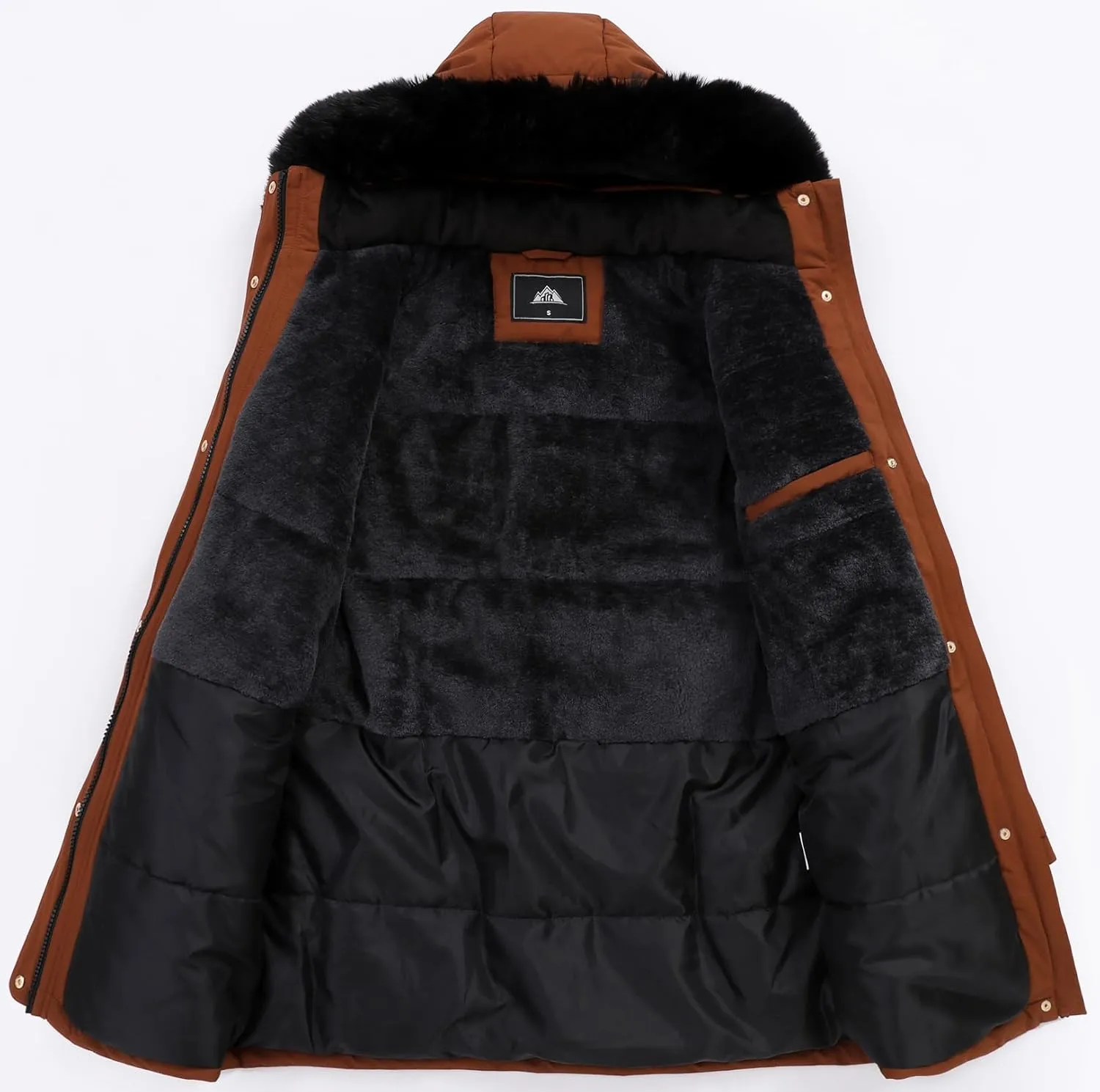 MOERDENG Women's Long Winter Down Coat Thicken Fleece Lined Parka Warm Puffer Jacket With Faux Fur Detachable Hood