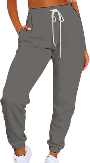 Muyise Fleece Lined Joggers for Women High Waisted Drawstring Thermal Sweatpants Workout Pants Running Pants with Pockets