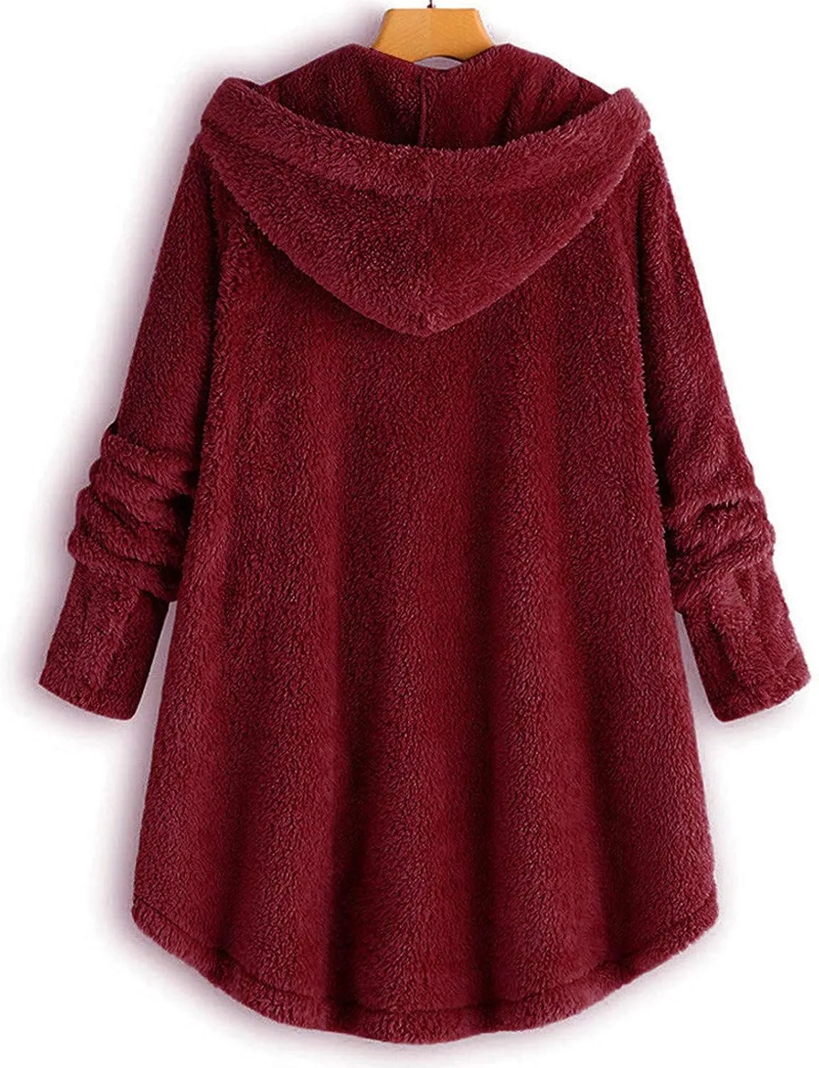 Muyise Oversized Warm Winter Coats for Women Sherpa Jacket Fuzzy Fleece Pullover Hoodie Button Down Outwear Coat with Pockets