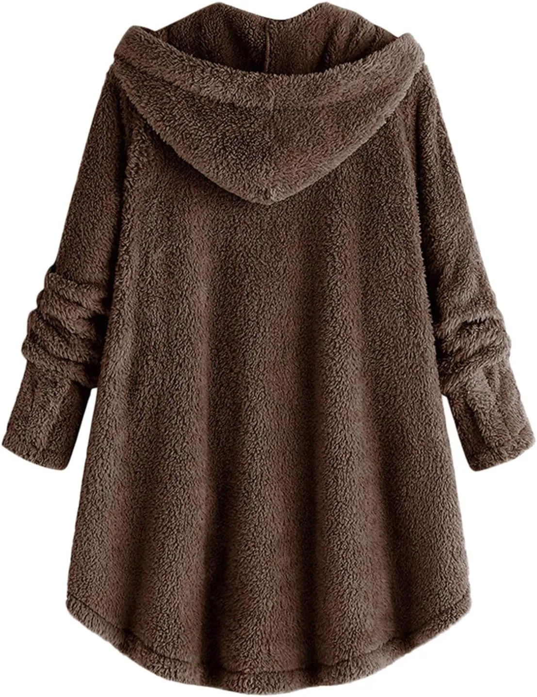 Muyise Oversized Warm Winter Coats for Women Sherpa Jacket Fuzzy Fleece Pullover Hoodie Button Down Outwear Coat with Pockets