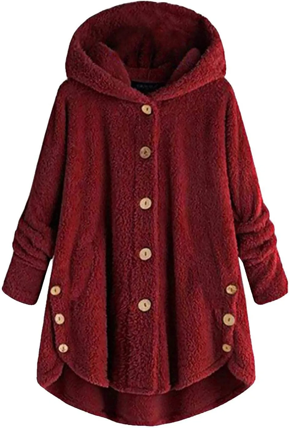 Muyise Oversized Warm Winter Coats for Women Sherpa Jacket Fuzzy Fleece Pullover Hoodie Button Down Outwear Coat with Pockets