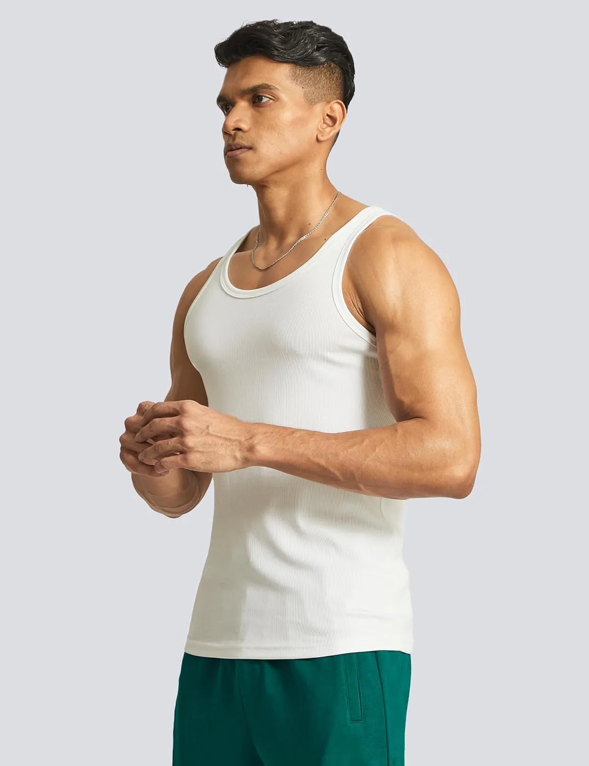 Ouber Men's Ribbed Gym Tank Top Fitness Workout Muscle Sleeveless Bodybuilding Shirt