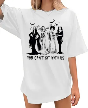 Oversized Ghoul Gang T-Shirt Women You Can't Sit with Us Vintage Goth Queen Graphic Tshirt Short Sleeve Fall Tops