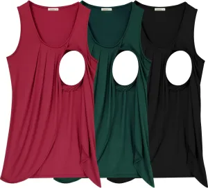 PARNIXS Summer Women's Maternity Nursing Tank Top Sleeveless Comfy Breastfeeding Clothes