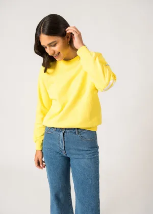 Patsy Cotton Sweatshirt  with striped elbow patches (ACIDULE/BLANC/ACIDULE)