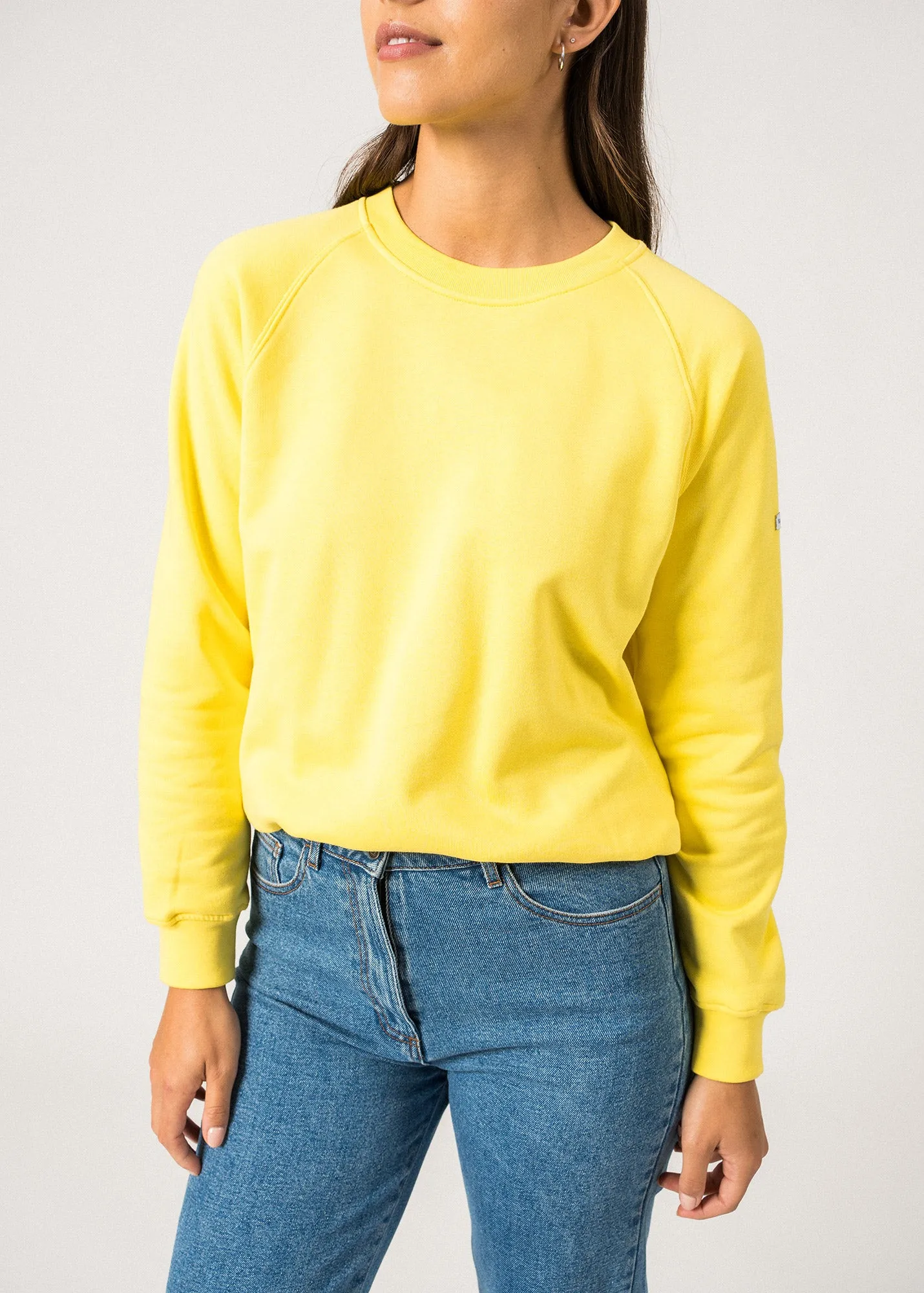 Patsy Cotton Sweatshirt  with striped elbow patches (ACIDULE/BLANC/ACIDULE)