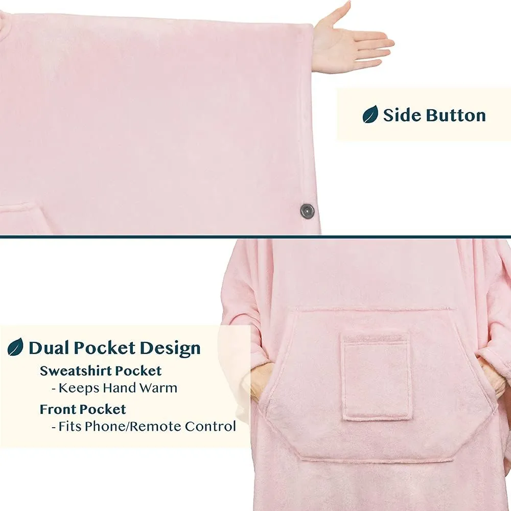PAVILIA Wearable Blanket Poncho Women Men, Oversized Hoodie Sweatshirt Sweater Neck Warmer, Fleece Soft Hug Sleep Pod Adult
