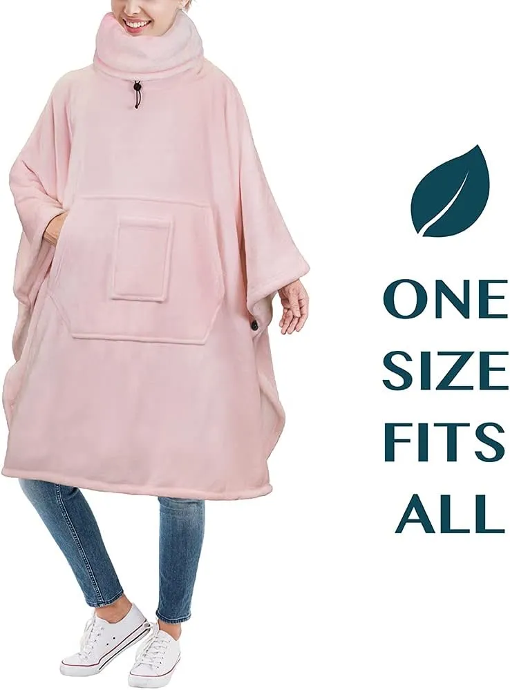 PAVILIA Wearable Blanket Poncho Women Men, Oversized Hoodie Sweatshirt Sweater Neck Warmer, Fleece Soft Hug Sleep Pod Adult