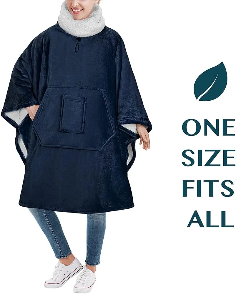 PAVILIA Wearable Blanket Poncho Women Men, Oversized Hoodie Sweatshirt Sweater Neck Warmer, Fleece Soft Hug Sleep Pod Adult