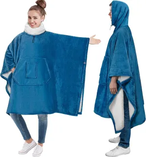 PAVILIA Wearable Blanket Poncho Women Men, Oversized Hoodie Sweatshirt Sweater Neck Warmer, Fleece Soft Hug Sleep Pod Adult