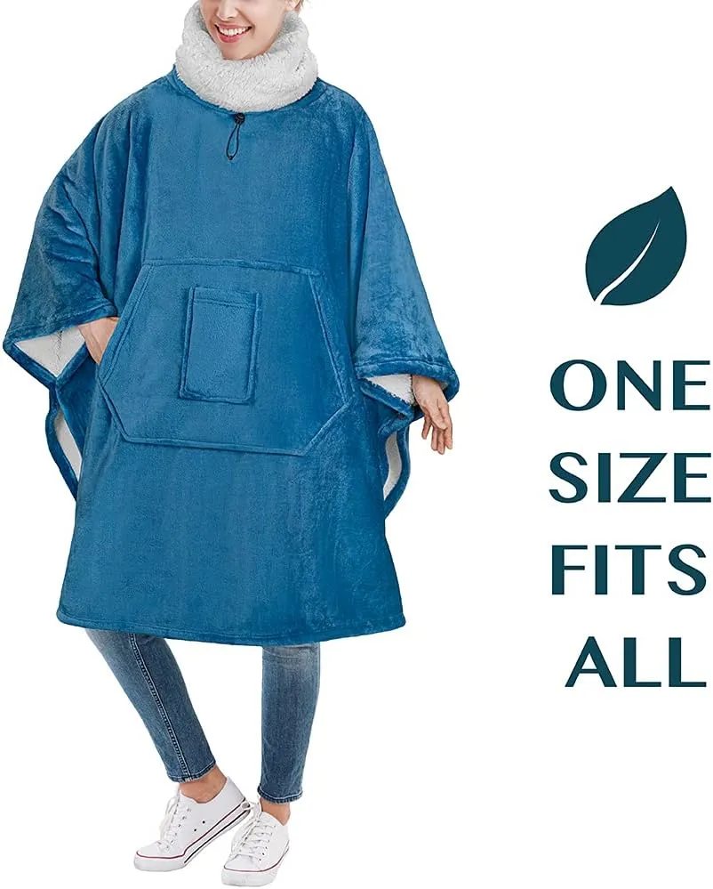 PAVILIA Wearable Blanket Poncho Women Men, Oversized Hoodie Sweatshirt Sweater Neck Warmer, Fleece Soft Hug Sleep Pod Adult