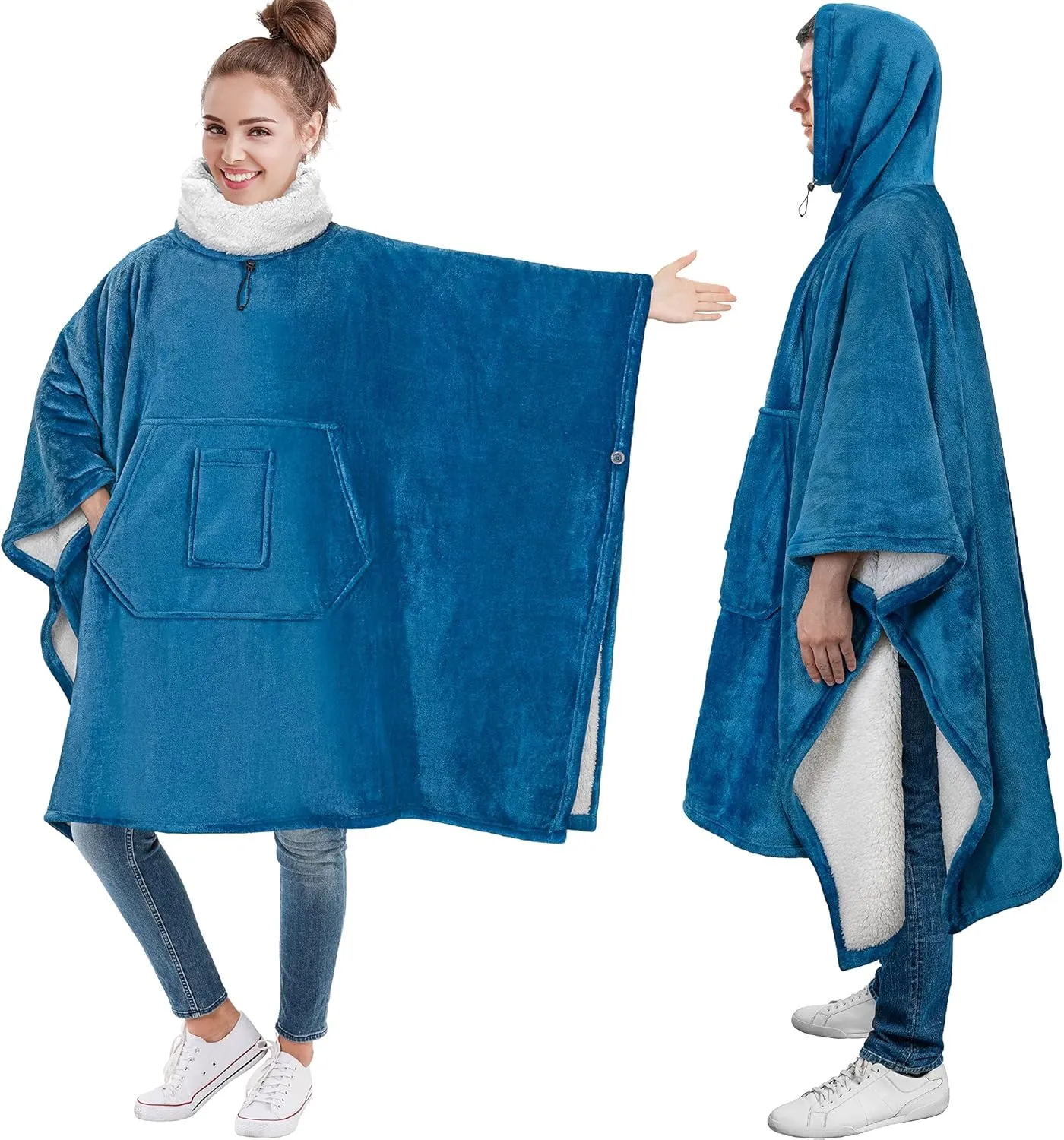 PAVILIA Wearable Blanket Poncho Women Men, Oversized Hoodie Sweatshirt Sweater Neck Warmer, Fleece Soft Hug Sleep Pod Adult